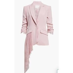 NWT Cinq à Sept Keeves Cascading Lace Trim Blazer In Rosy Quartz Size 2 $695